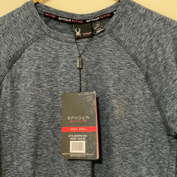 SPYDER Mens Soft Sueded Jersey Active Top Navy and Black Size S - Picture 2 of 5